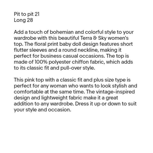 Terra  Sky Womens O W (14w)Drop Shoulder Flutter Sleeve Floral Print Baby Doll - Picture 10 of 11